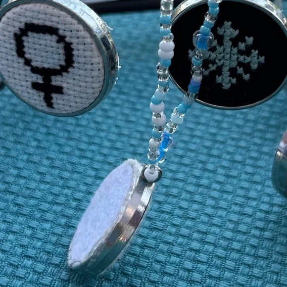 cross stitch pendant necklace